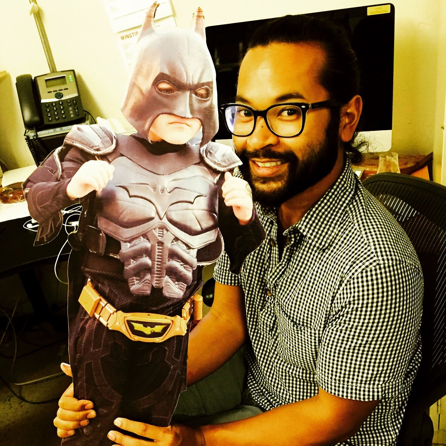 First week at Wingtip with Batkid cardboard cutout
